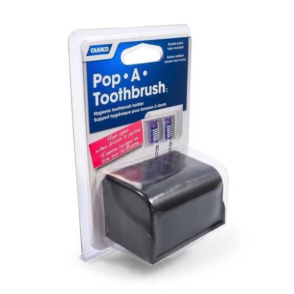 POP-A-TOOTHBRUSH, 2-BRUSH, BLACK (E/F), Camco, Mfr#: 57202